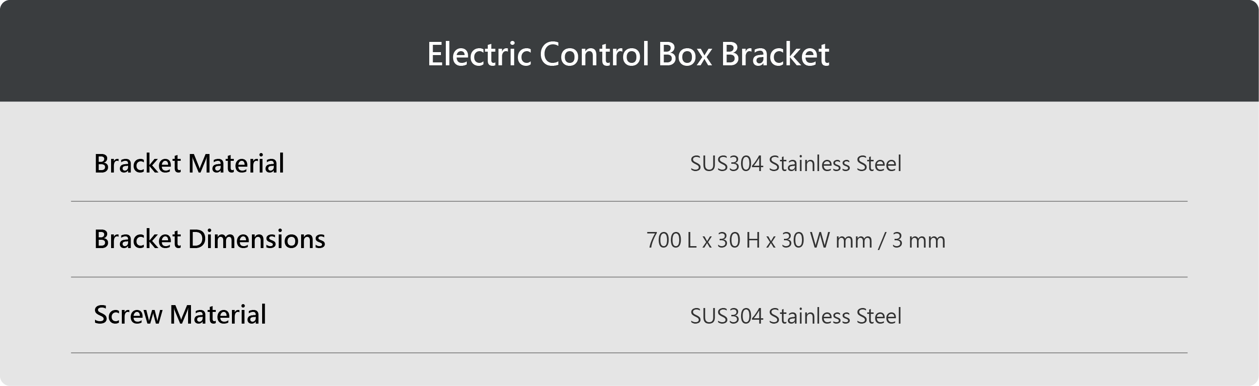 Electric control box specifications